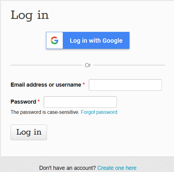 Formulario de inicio de sesión de Insight Maker, con la opción Log in with Google o email y contraseña
